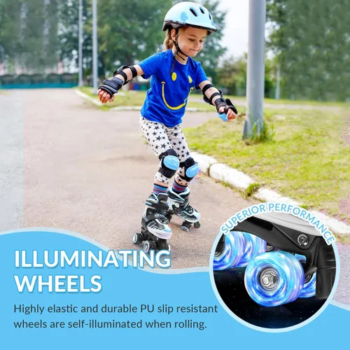 Miniatura 5 de Patines de ruedas para niñas y niños de 4 a 12 años, patines ajustables para niños pequeños de 4 tamaños, ruedas iluminadas para principiantes