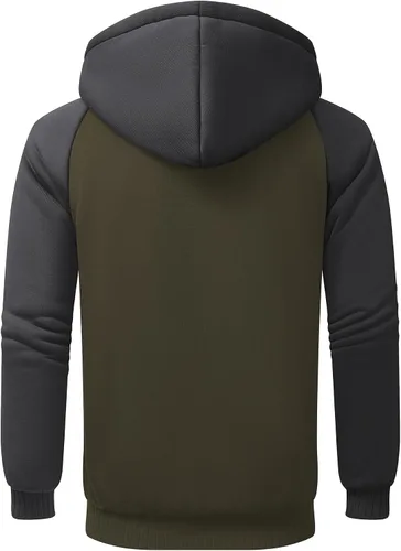 Miniatura 45 de GEEK LIGHTING Sudadera con capucha y cremallera para hombre, forro polar, chaqueta gruesa con capucha para invierno, cálida sudadera atlética