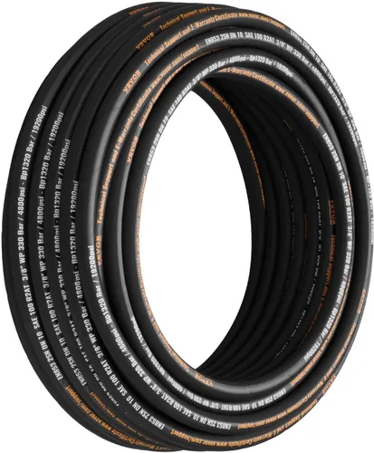 Manguera hidráulica de 3/8 pulgadas x 100 pies, 4800 PSI enrollada con 2 trenzas de alambre de acero de alta resistencia, manguera de aceite