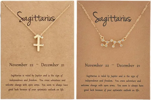 Miniatura 16 de Juego de 2 collares del zodiaco – Collar con colgante de 12 constelaciones, collar con signo del zodiaco para mujer, cumpleaños y astrología