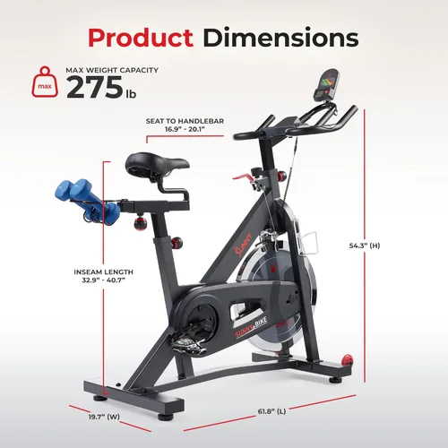 Miniatura 7 de Sunny Health & Fitness Smart Cycling Exercise Bike, Free SunnyFit App Connection, Designed for Intensive Cardio Workout at Home, Adjustable Seat &