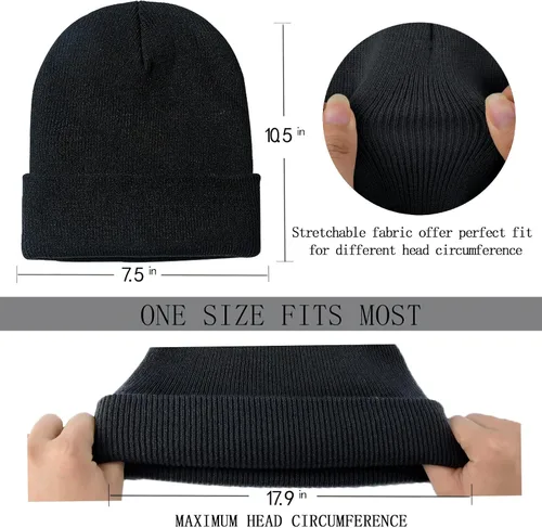 Miniatura 3 de ZOORON Paquete de 1 y 2 gorros para hombres y mujeres, gorros de punto para invierno, gorro de esquí suave, unisex