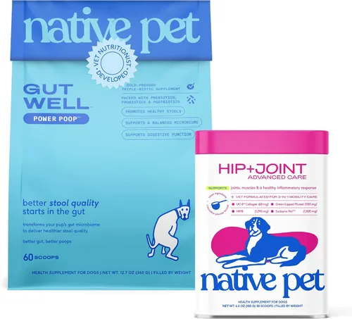 Native Pet Apoyo avanzado para el intestino y la movilidad: suplemento de cadera y articulaciones para perros - Soporta articulaciones, cartílago,