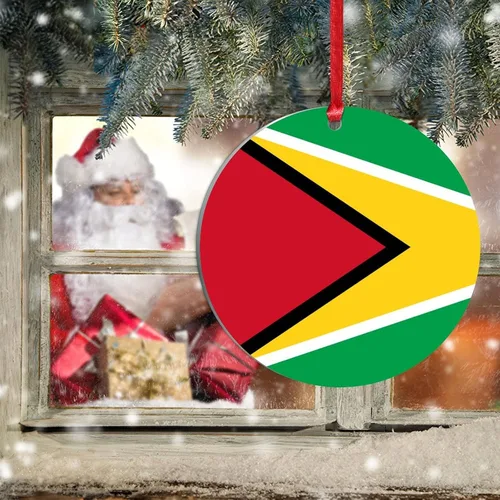 Miniatura 6 de Adorno de Navidad de Guyana, bandera de Guyana, recuerdo navideño, adorno de Navidad de acrílico, bandera nacional, recuerdo de país, decoraciones