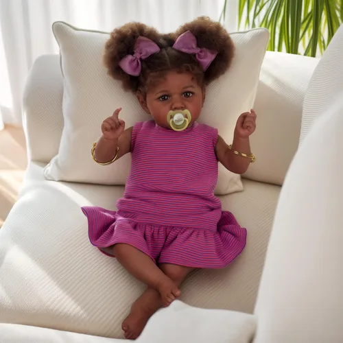 Miniatura 8 de ADFO Muñecas Reborn con cuerpo blando de bebé negro - Muñecas de bebé realistas de 22 pulgadas (niña), tono de piel caramelo, muñeca de bebé