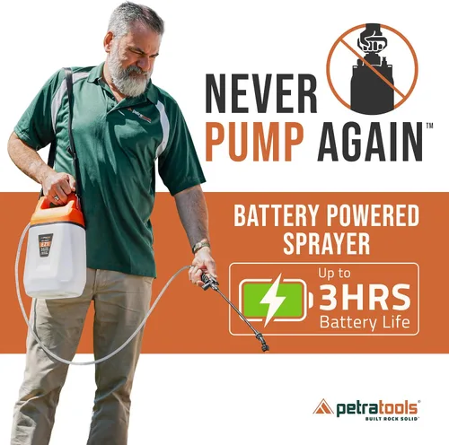 Miniatura 2 de Pulverizador alimentado por batería PetraTools EZ1 de 1 galón - Pulverizador eléctrico para césped y jardín para control de malezas/plagas, riego