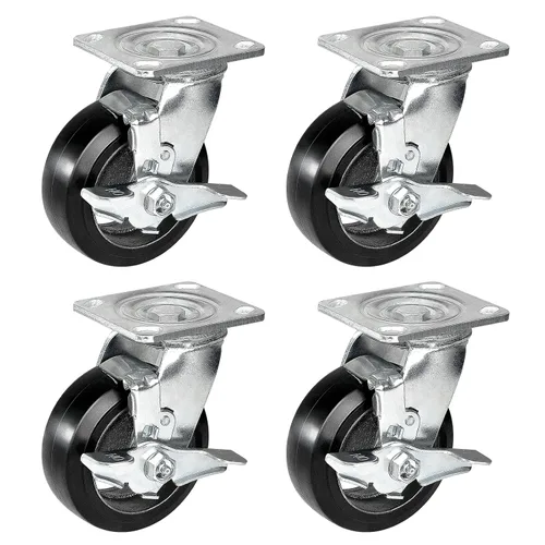 Miniatura 44 de Ruedas industriales de 5 x 2 pulgadas, rueda de goma en hierro fundido, juego de 4 ruedas resistentes con capacidad de hasta 1800 libras
