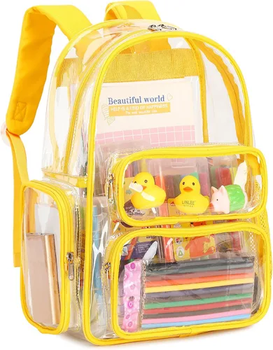 Miniatura 102 de CAMTOP Mochila transparente resistente y transparente para estudiantes, escuela, trabajo, festival, viajes, deportes, Beige, Mediana, Camtop Mochila