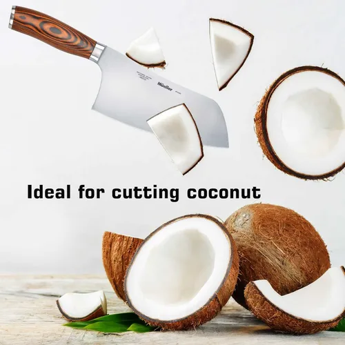 Miniatura 7 de Mueller - Cuchillo de carnicero de 7 pulgadas, cuchillo chino de verduras y carne para chef, de acero inoxidable alemán con mango ergonómico