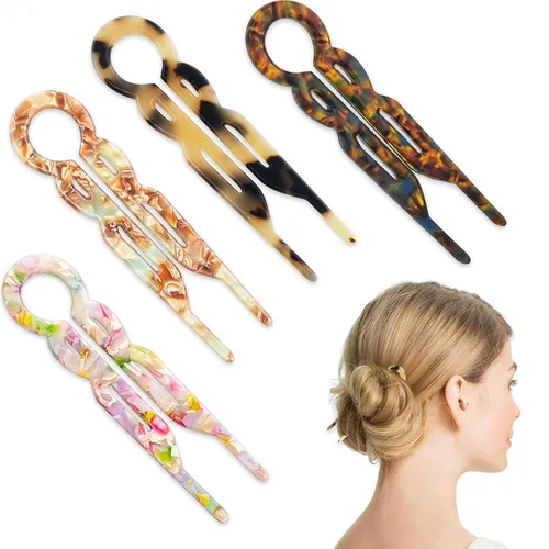 4 pinzas de pelo francesas Prestige para mujer, agarre en forma de U, elegantes pinzas para cabello fino y grueso, accesorios decorativos de San