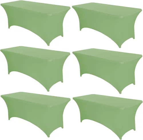 Miniatura 49 de PTC21B - Juego de 6 manteles elásticos de 6 pies, color negro, rectangular, ajustable, lavable, de elastano, para fiestas, bodas, cócteles
