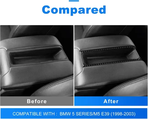 Miniatura 3 de AIRSPEED Para BMW M5 E39 Cubierta del marco de la caja del reposabrazos de la consola central, calcomanía de fibra de carbono accesorios interiores