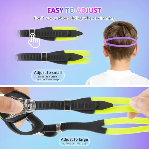 Miniatura 3 de XDX Gafas de natación para niños de 4 a 14, paquete de 4 para niños y niñas, antivaho con protección UV Multicolor-4pack-a