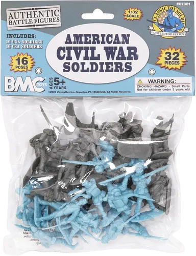 Miniatura 8 de BMC CTS American Civil War Plastic Army Men - 32 figuras de soldado azul y gris
