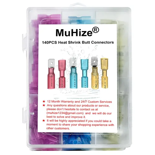 Miniatura 8 de MuHize Kit de conectores de terminales de 140 piezas – Terminales de cable impermeables aislados de 22-10 AWG, empalmes de horquilla de anillo