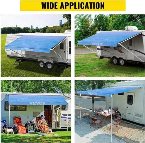 Miniatura 7 de VEVOR - Toldo para vehículo recreativo de 15 pies, toldo de tela para remolque, patio, campamento, de vinilo duradero de 15 onzas para VR