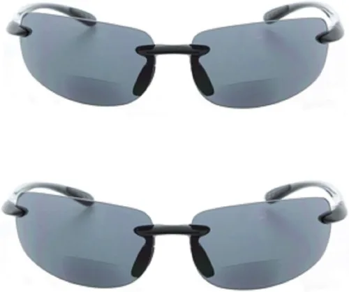 Miniatura 8 de 2 pares de lentes de sol bifocales sin montura para hombres y mujeres, lentes de sol para conducción nocturna, color amarillo y ahumado