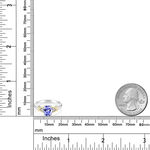 Miniatura 45 de Anillo de compromiso de oro amarillo de 10 quilates y plata 925 con piedra natal y diamantes cultivados en laboratorio para mujer, ovalado de 0.315