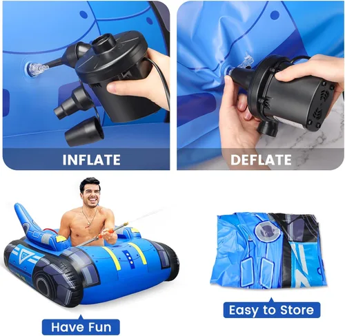 Miniatura 5 de Bomba de aire eléctrica inflable para piscina, AC/110V 130w - Bomba de cama de aire de llenado rápido con 3 boquillas, inflador de bomba de colchón