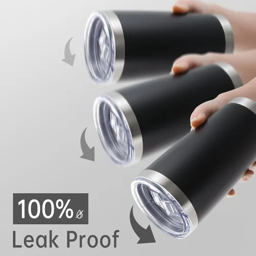 Miniatura 5 de Vasos Térmicos de 20 onzas de acero inoxidable a granel con tapa, doble pared aislada al vacío, taza de café de 20 onzas con recubrimiento en polvo