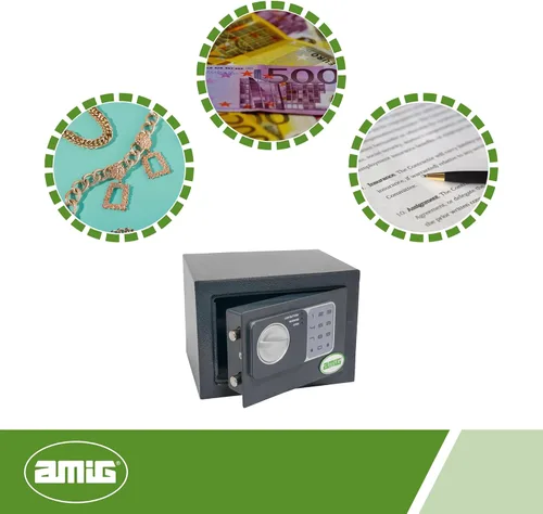 Miniatura 9 de Amig - Caja fuerte con código - Caja fuerte superpuesta - Acero - Pequeño camuflaje - Ideal para el hogar - Protección del dinero y joyas de valor
