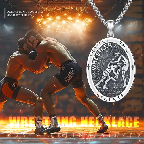 Miniatura 469 de Collar con colgante de plata de ley 925 con medalla de San Patrón, joyería religiosa para hombres y mujeres, con cadena de acero inoxidable 316L