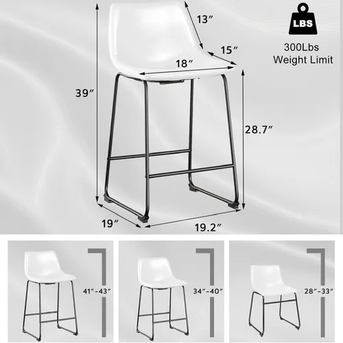 Miniatura 2 de LEMBERI Juego de 2 taburetes de bar de 30 pulgadas, modernos taburetes de bar de altura de mostrador, taburete de bar de piel sintética con respaldo