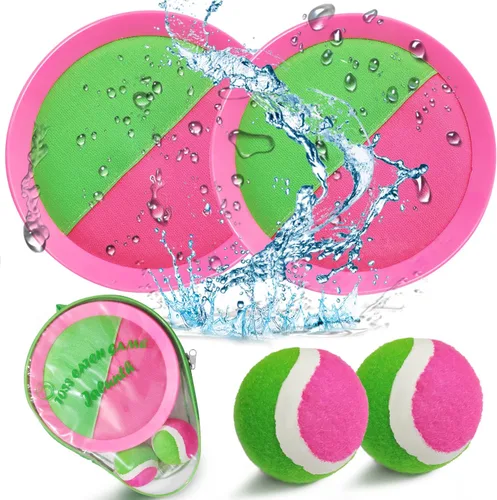 Jalunth Juego de Atrapar Pelotas con Paletas - Juguetes de Playa Patio Trasero Piscina Juegos de Césped al Aire Libre Patio Trasero Camping Guantes