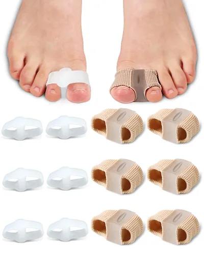 Miniatura 7 de 4 separadores de dedos correctores de juanetes para mujeres y hombres, espaciadores de gel para dedos grandes con 2 bucles para pies, alisador