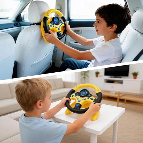 Miniatura 6 de deAO Volante Infantil para Asiento Trasero con Llave de Coche, Volante de Simulación de Conducción con Luz y Música, Juguete de Volante para Regalo