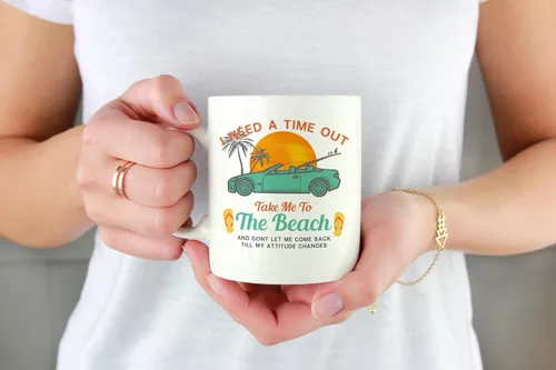 Miniatura 2 de Taza de regalo de café y té con texto en inglés "Take Me To The Beach" con texto en inglés "Take Me To The Beach", "Ocean Lover", viajero, surfista