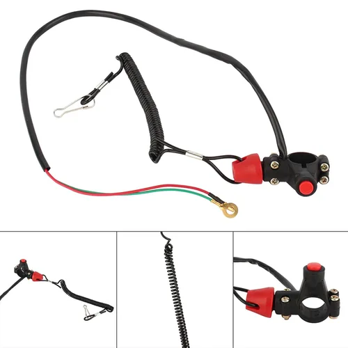 Miniatura 2 de 2 piezas de cable de amarre para moto de nieve, 12 V, 2 cables ATV interruptor de matanza para motor de motor interruptor de muerte para manillar