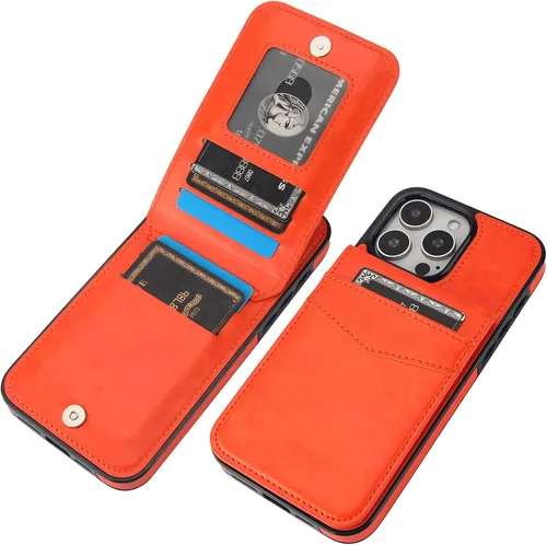 Miniatura 9 de KIHUWEY Compatible con iPhone 15 Pro Max Funda Cartera con soporte para tarjeta de crédito, con tapa de cuero premium, cierre magnético, función
