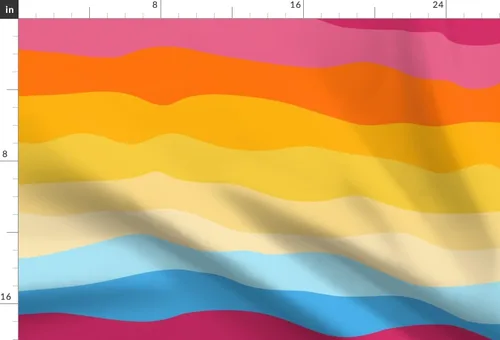 Miniatura 2 de Spoonflower Fabric - Vibrant Waves Vintage 80S 1980S Retro Blue Pink Yellow Rainbow Radical Printed on Chiffon Fabric Fat Quarter - Sewing Fashion