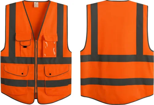Miniatura 21 de G & F Products Chaleco de seguridad reflectante de alta visibilidad con bolsillos multifunción ANSI Clase 2 Naranja