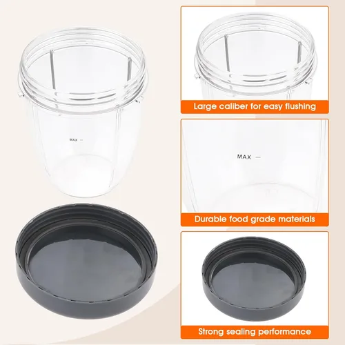 Miniatura 4 de Vasos de licuadora de repuesto para licuadora Nutribullet de 18 onzas con tapa, compatible con Nutribullet 600 W 900 W licuadora exprimidor