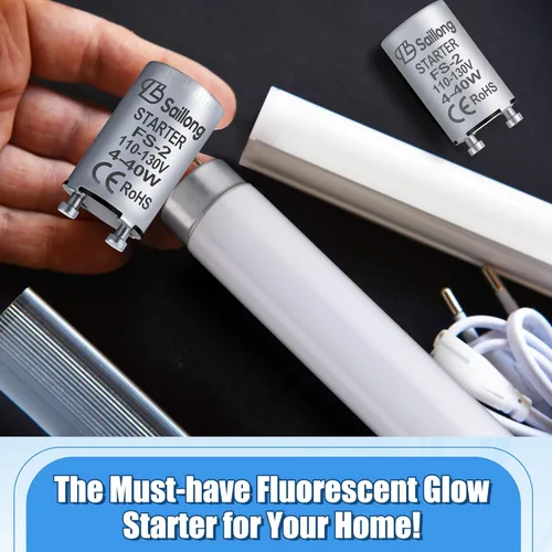 Miniatura 7 de Saillong Paquete de 4 arrancadores fluorescentes con carcasa de aluminio mejorada con lámparas fluorescentes de precalentamiento de 4-40 W, tubo