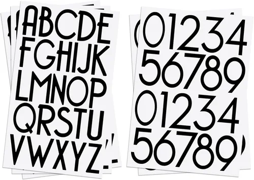 Miniatura 8 de 584 piezas 8 hojas Kit de letras y números de vinilo autoadhesivo de 1 pulgada, calcomanía moderna de números de buzón para buzón, letreros