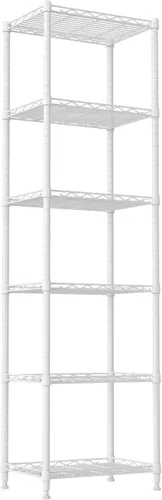 REGILLER Estantería de Alambre de Acero de 6 Niveles, Unidad de Almacenamiento con Estantes Ajustables para Lavandería, Baño, Cocina, Despensa,
