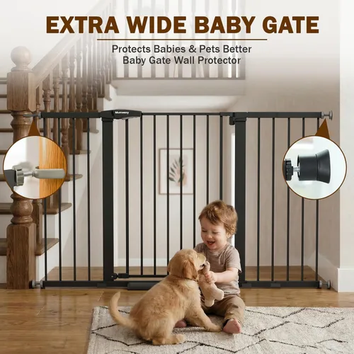 Miniatura 5 de Mumeasy Puerta de bebé extra ancha de 29.7 a 57 pulgadas, puerta grande para perros con cierre automático para puertas, puerta de seguridad