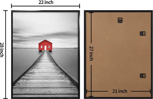 Miniatura 3 de ELSKER&HOME 22x28 Marco, Marcos para Póster 3 Pack Negro para Montaje en Pared Horizontal o Vertical, Resistente y a Prueba de Arañazos