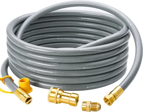 CALPOSE Manguera de parrilla de gas natural de 25 pies de diámetro interior de 1/2 pulgada con accesorios de conexión rápida, línea de gas natural