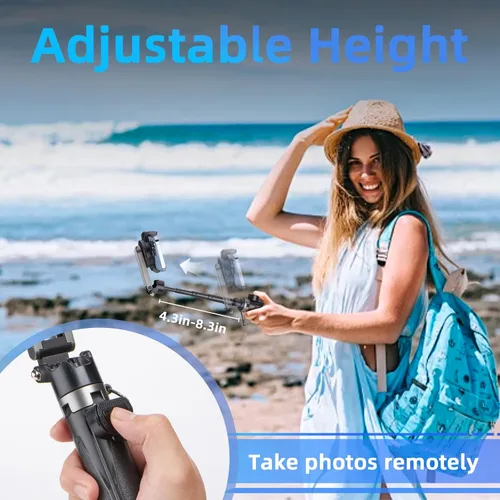 Miniatura 4 de MQOUNY para soporte trípode Magsafe para iPhone, palo selfie portátil de bolsillo con control remoto recargable y anillo de metal, trípode