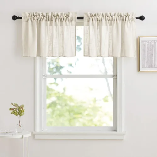 Miniatura 46 de RYB Home - Cortinas semitransparentes de lino Angora