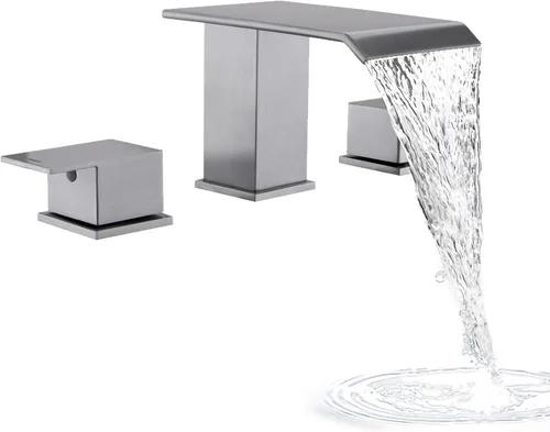 Miniatura 11 de Grifo de bañera romano negro mate, juego de grifo de bañera de montaje en cubierta, 3 agujeros, cascada, grifo de bañera de alto flujo, relleno