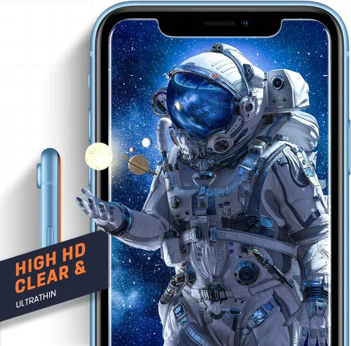 Miniatura 4 de Mkeke - Protector de pantalla para iPhone 11/XR, paquete de 3 unidades de vidrio templado [dureza 9H] [marco de fácil instalación] [tacto sensible]