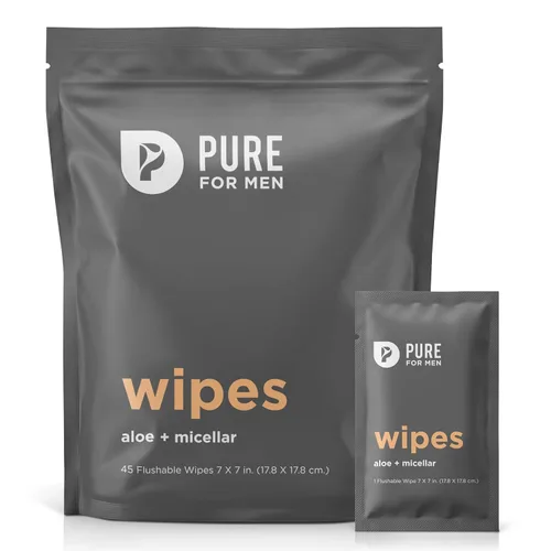 Miniatura 8 de Pure for Men Toallitas desechables Ayuda a eliminar el olor, 100% biodegradables, sin parabenos ni alcohol Vitamina E, micelar y aloe vera 48