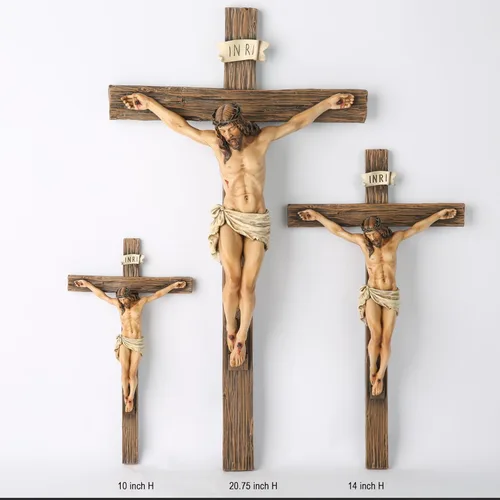 Miniatura 7 de Crucifijo Católico de Pared BC, Cruz de Jesucristo Decoración Inspiracional para el Hogar, Regalo Religioso Devoto, 14"H, Escultura Renacentista