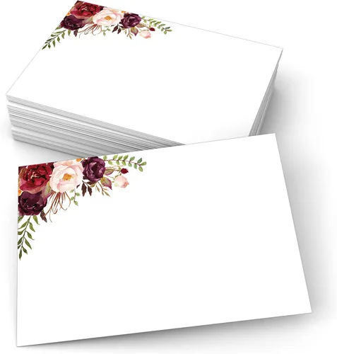 Miniatura 14 de 321Done Tarjetas florales rojas en blanco, juego de 50 tarjetas de notas de 4 x 6 pulgadas con diseño floral, tarjetas florales lisas, cartulina