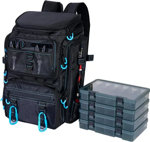 Miniatura 12 de Fishing Backpack with Rod Holders,900D Oxford Water-Resistant Fishing Gear,42L Large Storage Tackle Bag for Men